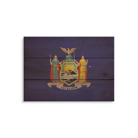 WILE E. WOOD 15 x 11 in. New York State Flag Wood Art FLNY-1511